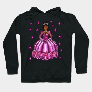 Princess -  Black Princess, curly haired, in purple with stars  iv  ! beautiful  black girl with Afro hair, brown eyes and dark brown skin. Hair love ! Hoodie